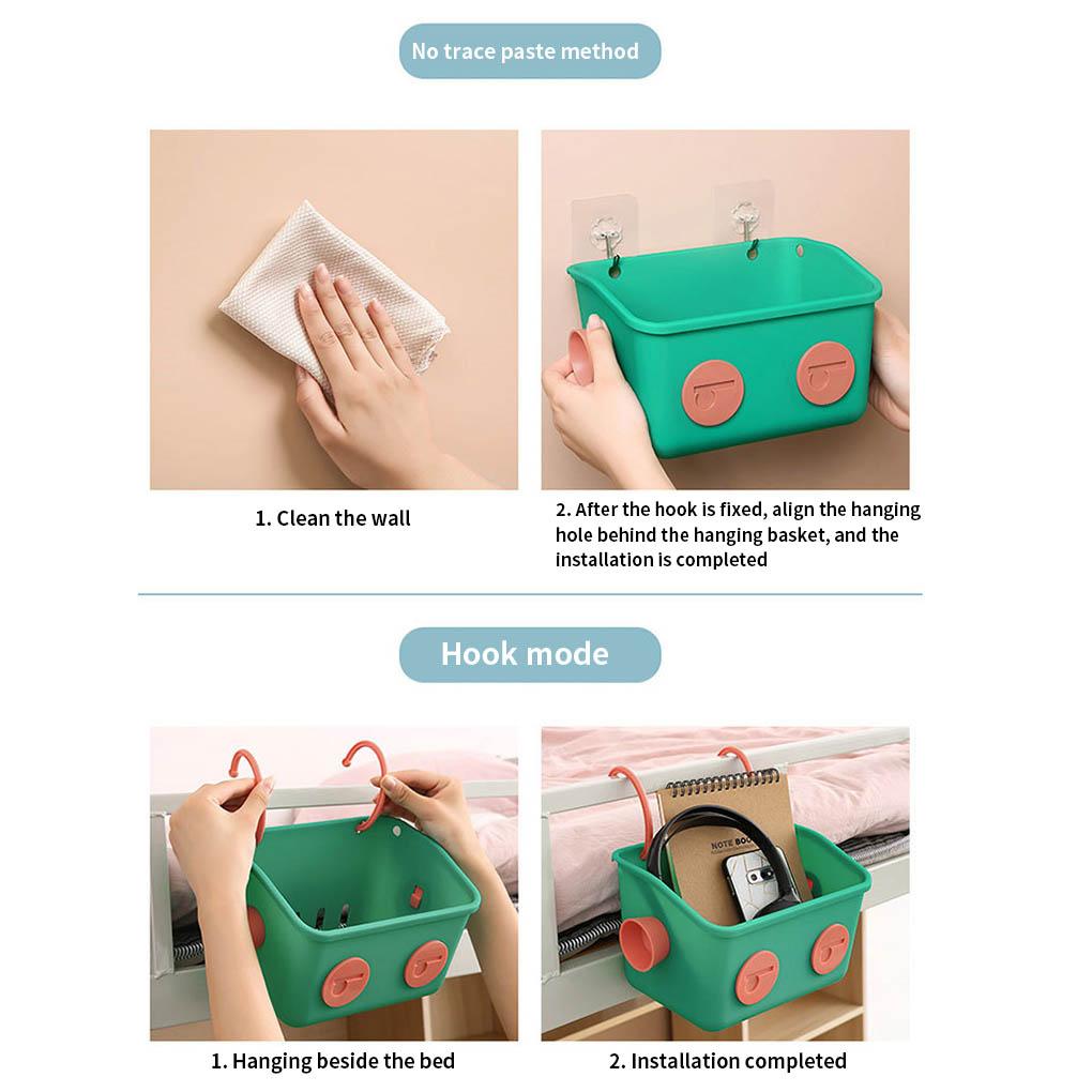 Non-drilling Hanging Storage Basket Multifunctional PP Storage Basket Househlod Bedside Sundries Organizer