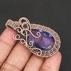 Handmade Copper Wire Wrapped Amethyst Gemstone Copper Pendant Vintage Boho Jewelry Gift