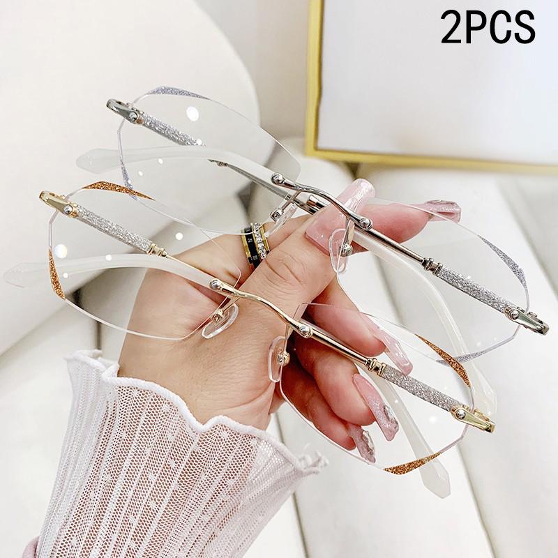 

2 ШТ. Новая модель очков для близорукости без оправы с бриллиантовой огранкой края и звездным эффектом мелкого мерцания 3315 -2