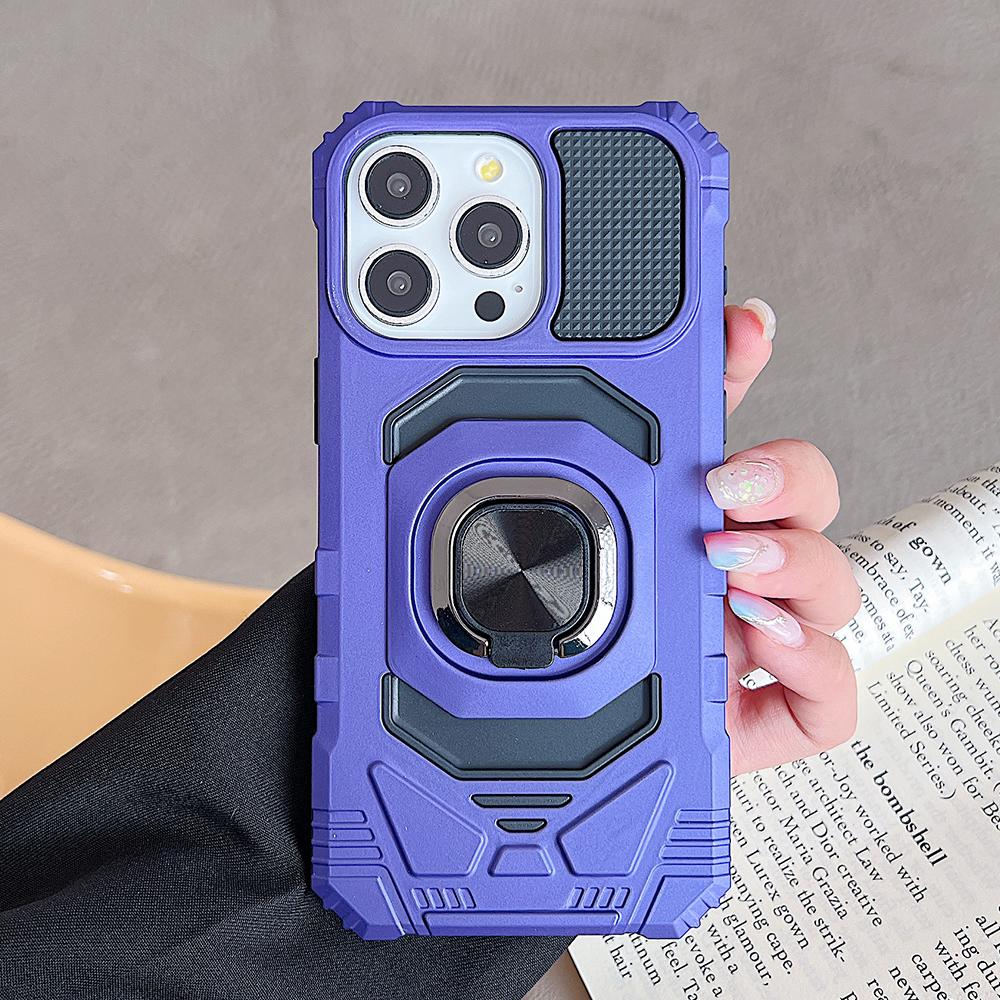shockproof rugged metal ring bracket hard phone case for For Iphone 15 14 13 12 11 Pro Max car phone holder scratch-proof back cover