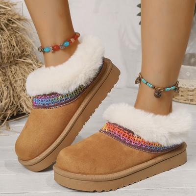 Hiver commerce extérieur nouvelles bottes de neige courtes tissées pour femmes à semelle épaisse épaissie et empilée à semelle épaisse chaussures en coton