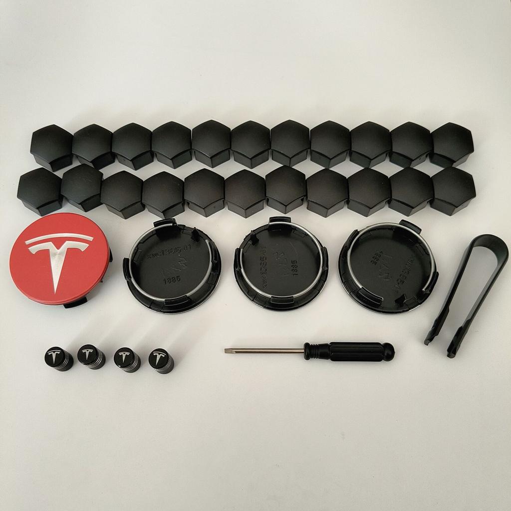 CJEY4 4PCS 26PCS 30PCS for  Tesla Model 3 Y  2025 Model Y Juniper Car Wheel Center Hub Decorative Caps Badge Lug Nut Protective Cover