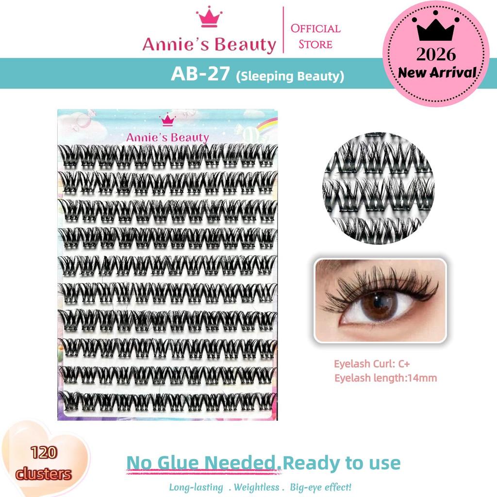 100-120 Cluster Self-Adhesive False Eyelashes,perfect for Women makeup,pre-bonded,14mm,C+ Curl,Long-lasting,waterproof,windproof