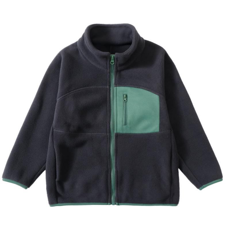 Colorblock Double-Sided Fleece Jacket for Kids - Boys  & Girls  Spring/Autumn Parent-Child Style 110 cm