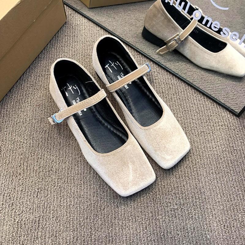 Fashion Flat Shoes for Women's Spring Autumn 2025 Suede Mary Jane Women's Shoes New Retro Solid Color Plus Size 42 43 44 loafers women