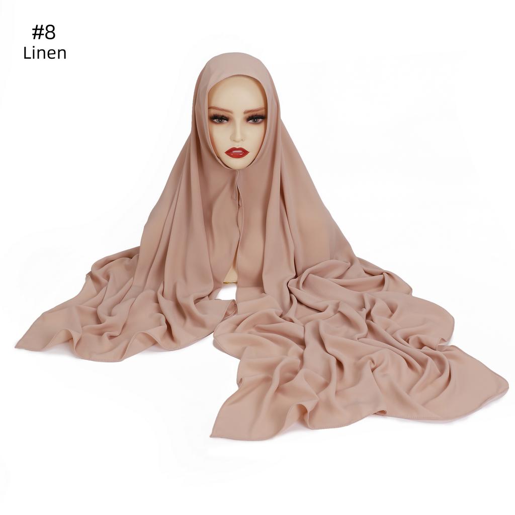 Premium Instant Chiffon Hijab With Built In Magnet Buckle Solid Color Woman Muslim Hijab Scarf Soft Islam Turban Headband Shawl