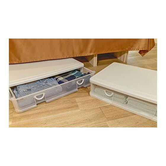 Sanko Plastic Clothes Storage Thin Wide Elpis Width 61 X Depth 40.3 X Height 13.4cm Soft Beige
