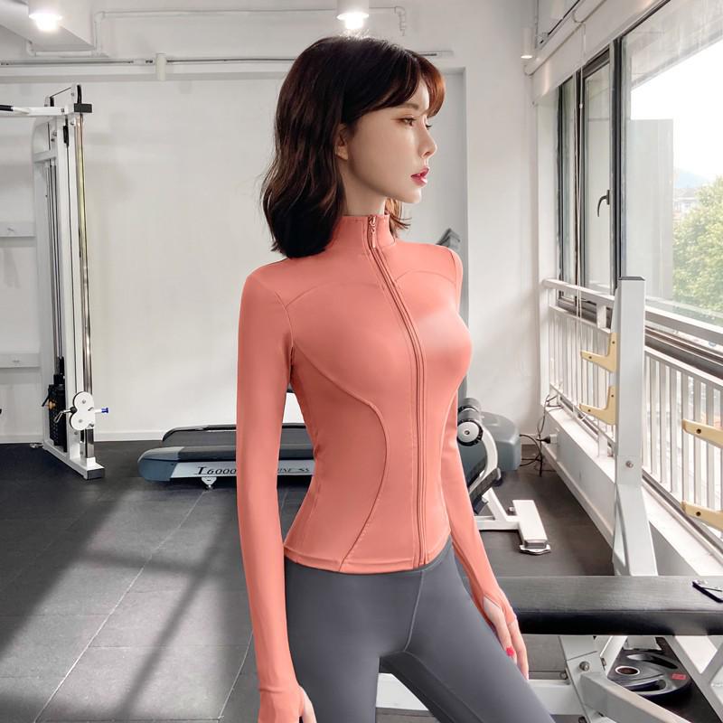 Damska pluszowa kurtka slim fit na wiosnę i jesień - przylegający do talii top do jogi