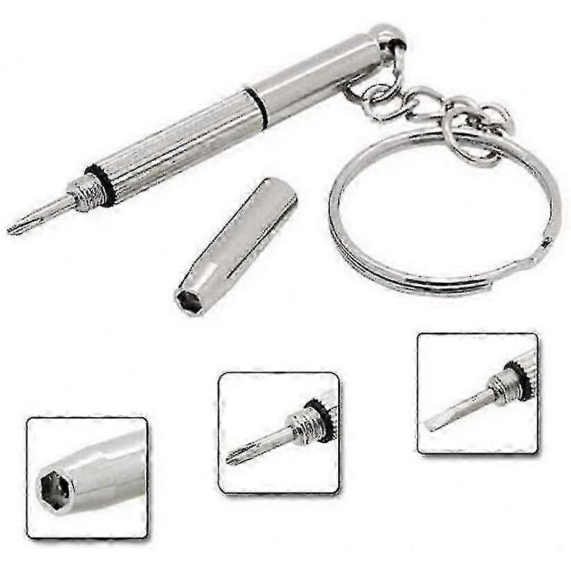 Mini Flat Head Phillips Screwdriver with Hollow Hex Nut Keychain Glasses (Mini Screwdriver - 2 Pairs)