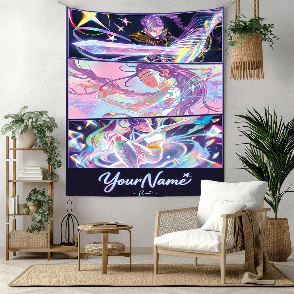 Demon Hunter Girls Custom Your Name Wall Decor Tapestry Art For Pet Memorial Birthdaywedding Party Backdrop Family Gift