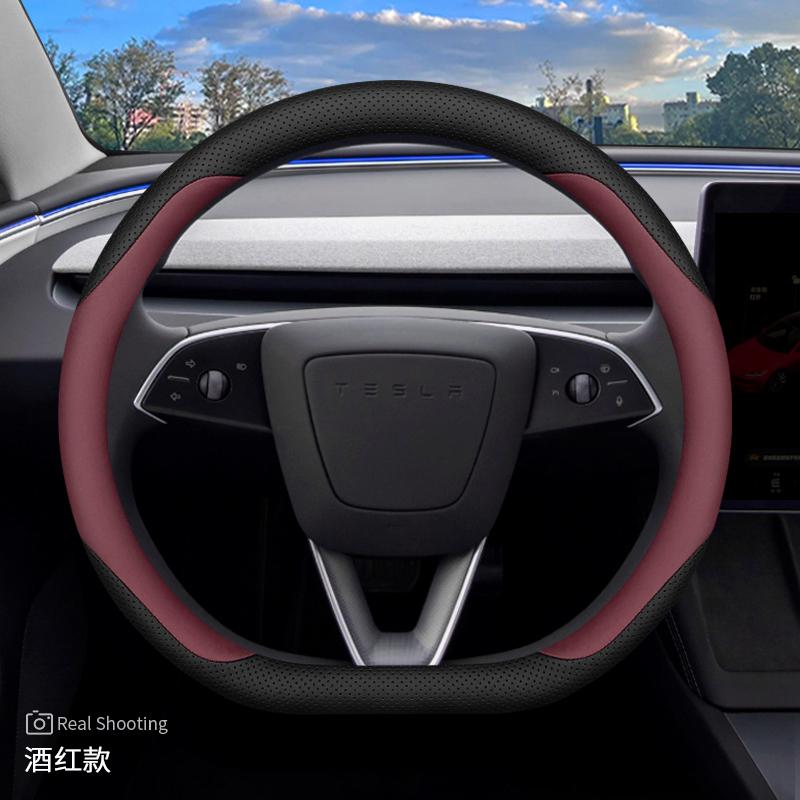 Leather Car Steering Wheel Cover for Tesla Model Y 3 Juniper Zunifer 2025 2026 Accessories