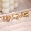 Pink Zircon Stainless Steel Ring for Women 18K Gold-plated Anti Fading Open Ring Wedding Jewelry Prom Accessories Christmas Gift