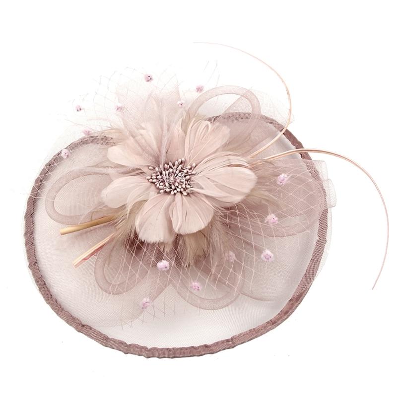 Feather Decorated with Mesh Veil Hat Outdoor Tulle Hair Accessory Fascinator For Weddings Special Occasion