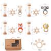 3pcs Rain Stick Rainbow Hourglass Rattle Toys Set BPA Free Silicone Soothing Toys Crochet Animal Wooden Bracelet Teether Toys