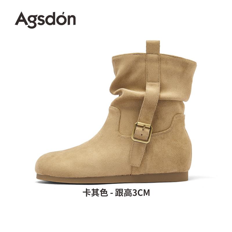 Augustus Denboken Boots Children's 2025 New Autumn Retro Thick Bottom with Skirt Pile Western Martin Boots