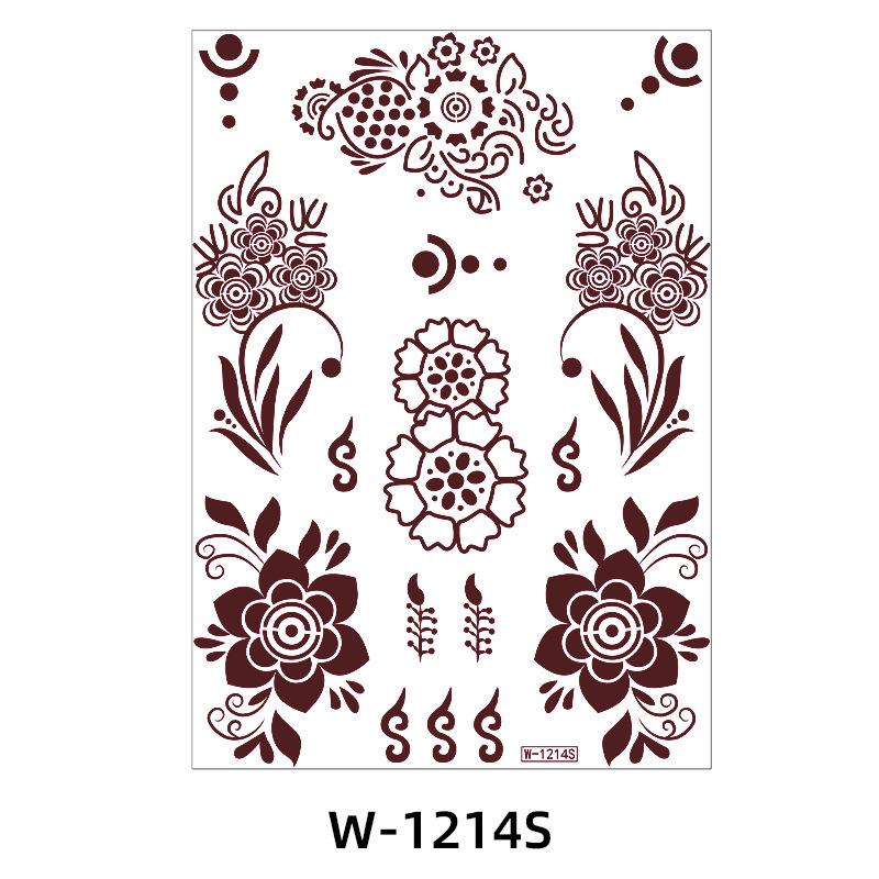 Indian Lace Tattoo Sticker Reddish-Brown Waterproof Tattoo Sticker