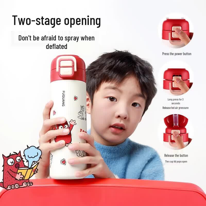 FUGUANG 316L Stainless Steel Kids Insulated Water Bottle with Straw