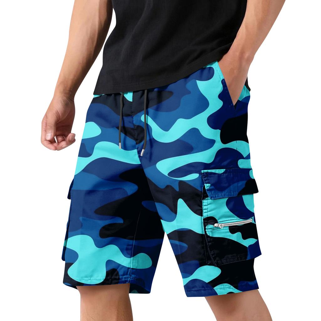 Herren Tarn Cargo-Shorts mit Kordelzug Taille Verstellbare Passform Mehrere Taschen Robust Arbeitskleidung Outdoor Utility Shorts