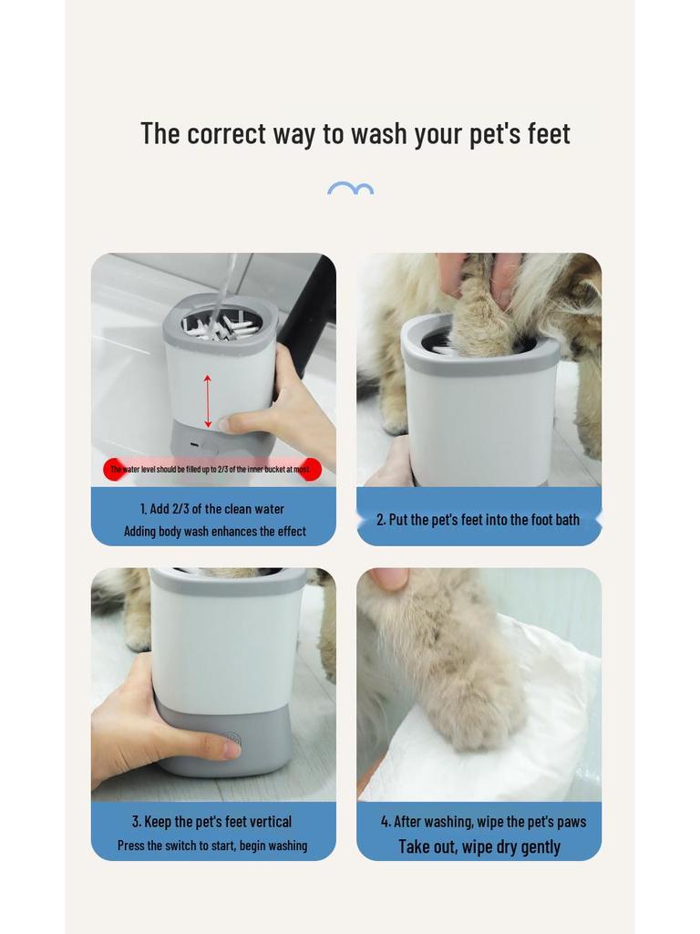 Automatic Pet Foot Washer for Dogs & Cats - Electric Cleaner for Beauty Care