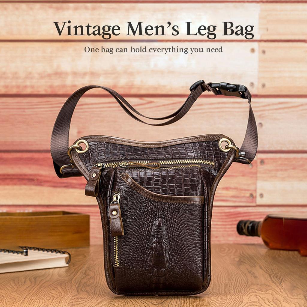 Motorcycle Bike Leather Waist Bag Multi Purpose Sporting Shoulder Bag Leg Thigh Pack for Riding Hiking Camping