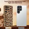 For Samsung Galaxy S25 Ultra Case Leopard Print PU Leather Coated PC+TPU Electroplating Phone Cover
