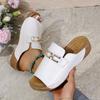 2025 summer new foreign trade large size women's platform sandals top metal buckle decorative sole polyurethane sole