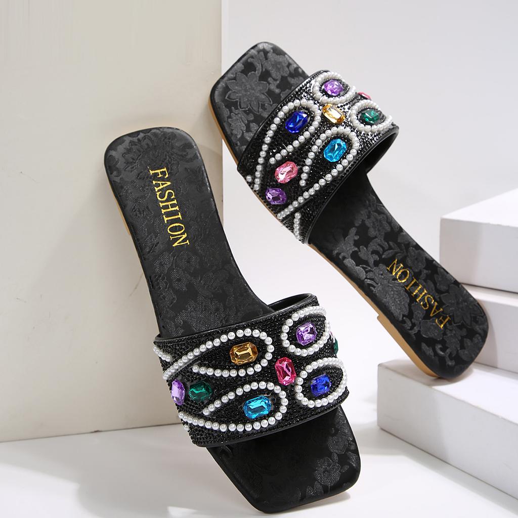 New Designer Casual Flat Sandal Women Elegant Slip on Walking Slippers Lightweight Comfortable Shoes Slides Zapatos De Mujer