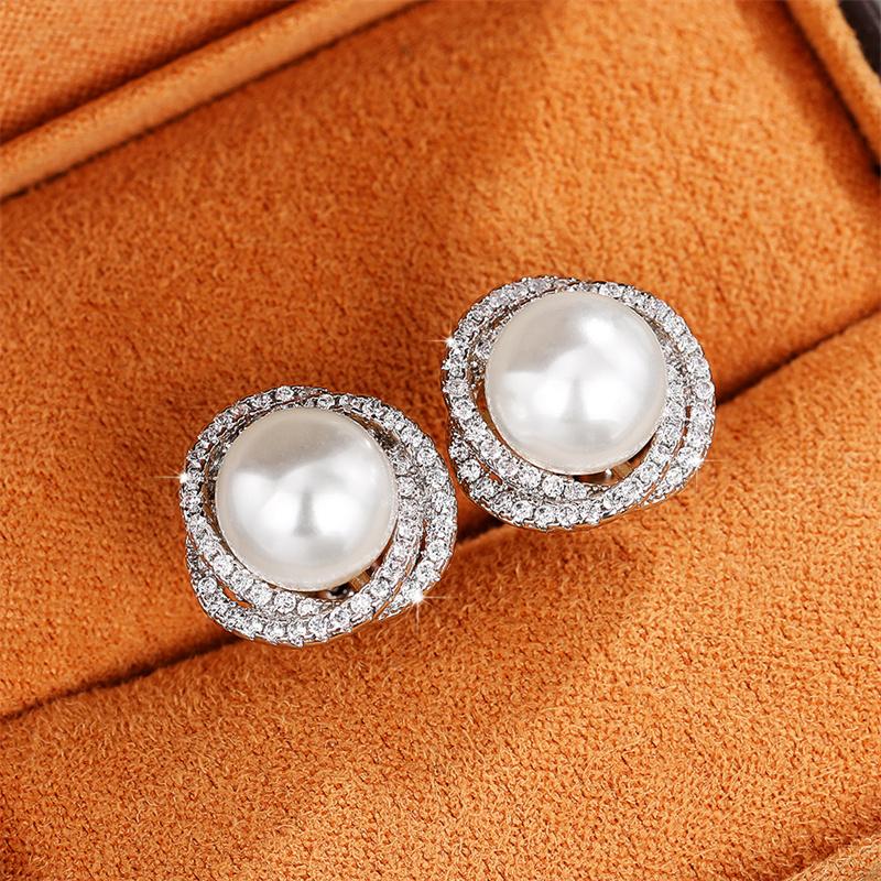 Temperament Elegant Simulated Pearl Earrings for Women Silver Color Exquisite Earrings Gift Daily Wear Statement Jewelry
