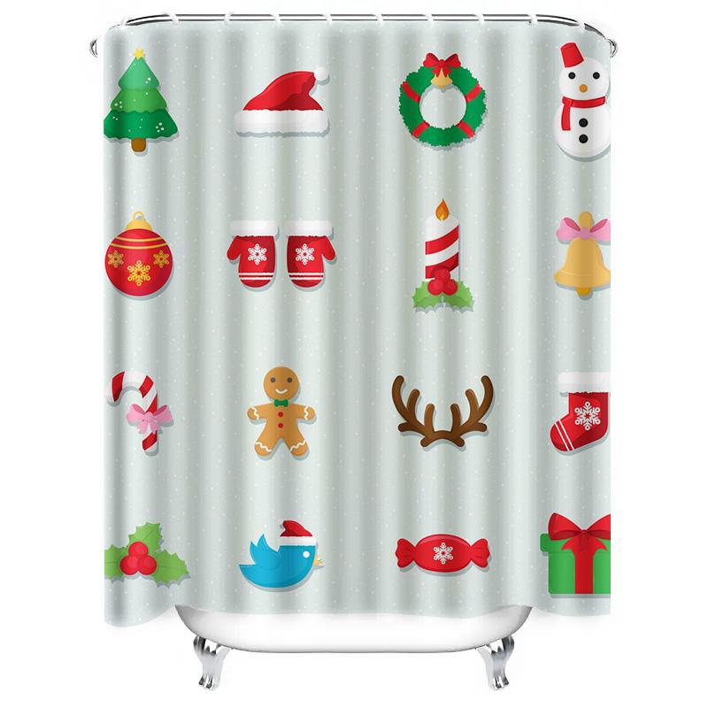 Tu Christmas Shower Curtain Festive Holiday Decor Bathroom Set Waterproof Farmhouse Style Modern Pattern Home Decoration Backdro