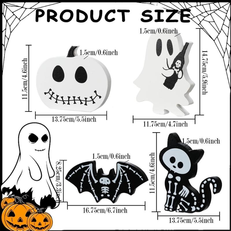 Plastic Halloweens Skull Ornaments Set Of 4 Shatterproofs Indoor Outdoor Decorative Accent