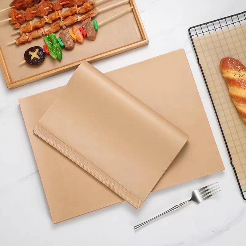 100 Pcs  Paper Food Grade Baking Sheets Non-Stick Oil-Proof  Baking Paper Oven Liner Sheet BBQ Pad for Baking and Barbecue Air Fryer Paper