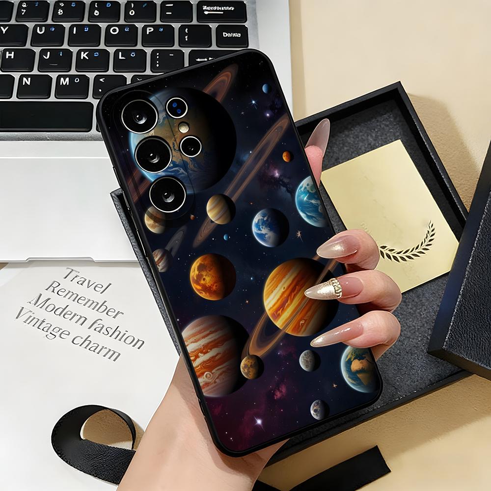Space Planet Phone Case For Samsung S26 S25 S24 FE S23 S22 S21 Plus S20 Ultra Note20Ultra Black Soft Shell