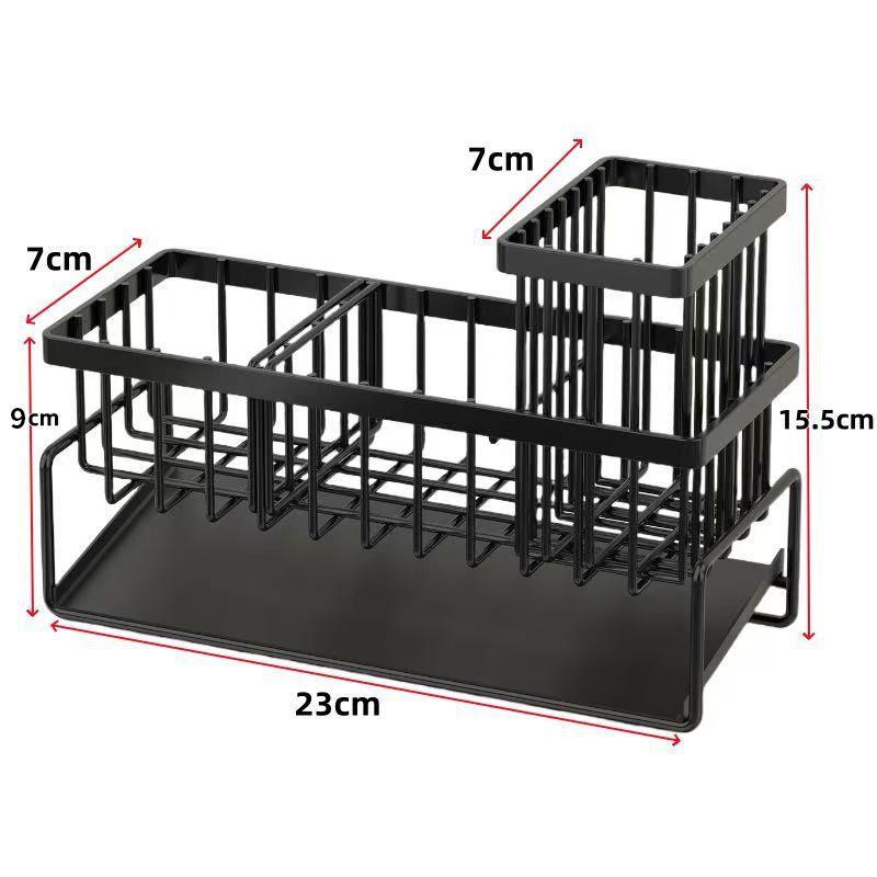 Black Carbon Steel Rustproof Sink Organizer for Kitchen Removable Drain Tray Great for Sponge Soap Scrubber Counter Holder