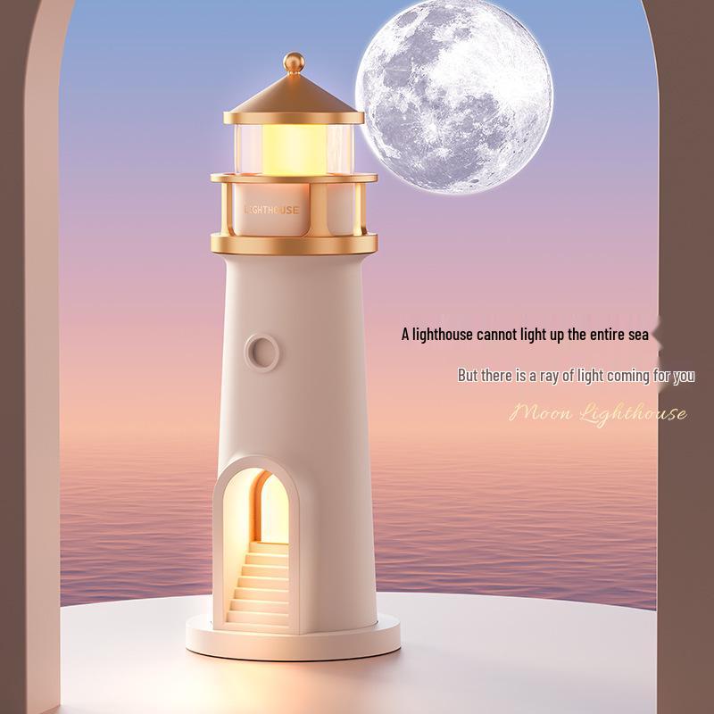 Moonlight Lighthouse Projector Lamp: Bluetooth Speaker & Motion Sensor Night Light for Kids Birthday Gift Remote Control