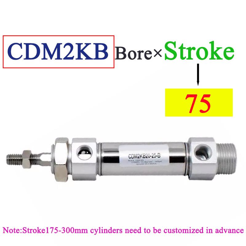 Stainless Steel Pneumatic Cylinder CDM2KB Mini Hexagonal Piston Rod Anti Rotation CDM2KB20/25/32/40-50X75X100X150X200X300