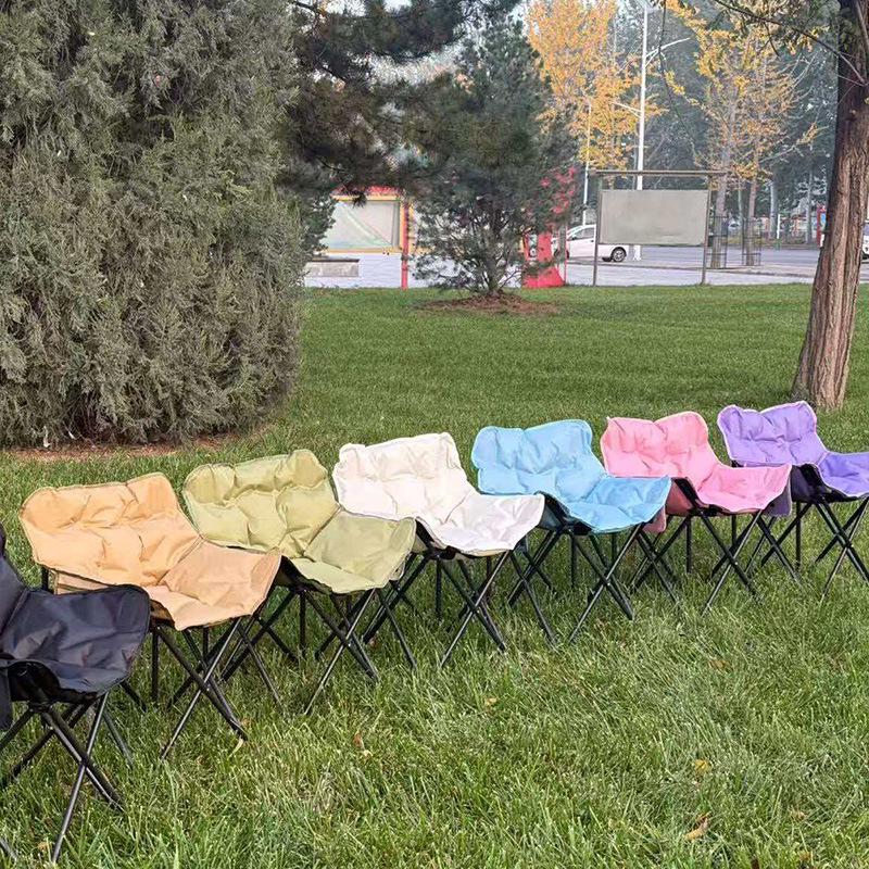 Skládací měsíční židle s polstrováním a nízkou opěrkou pro podzim/zimu - Přenosná venkovní kempingová židle