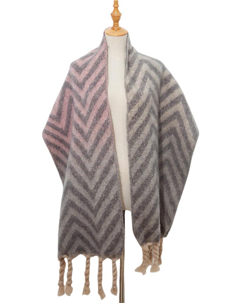 New Imitation Cashmere Women Scarf Winter Preppy Style Striped Tassel Pashmina Mujer Femme Foulard Bufanda Wrap Shawl Men'S