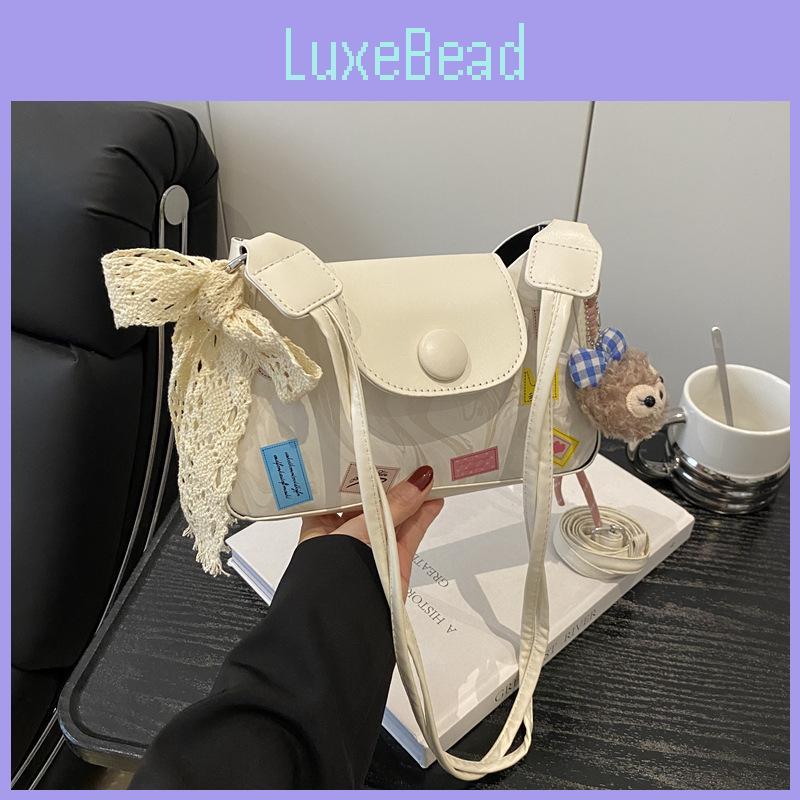 Printed Fashion Cartoon Women Shoulder Square Bag With Lace Bow And Pendant Doll