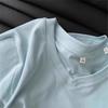 Cotton Blue Shoulder Short Sleeved T-shirt for Women In Summer, Slim Fit and Stylish, Pleated Waist Cinching Short T-shirt Top