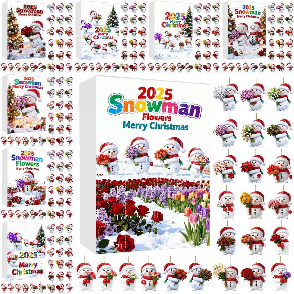 Christmas Countdown Calendar With Snowman Acrylic Ornaments For Holiday Gift Exchange