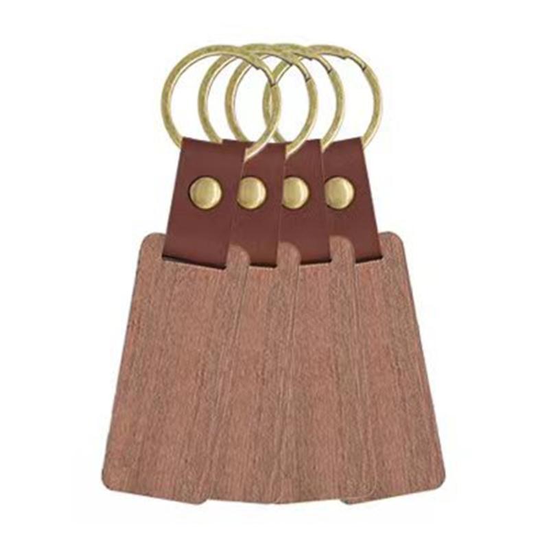 10Pcs Blank Wood Keychains Accessories Unfinished Rectangle Wood Plaque for DIY Crafts and Engraving