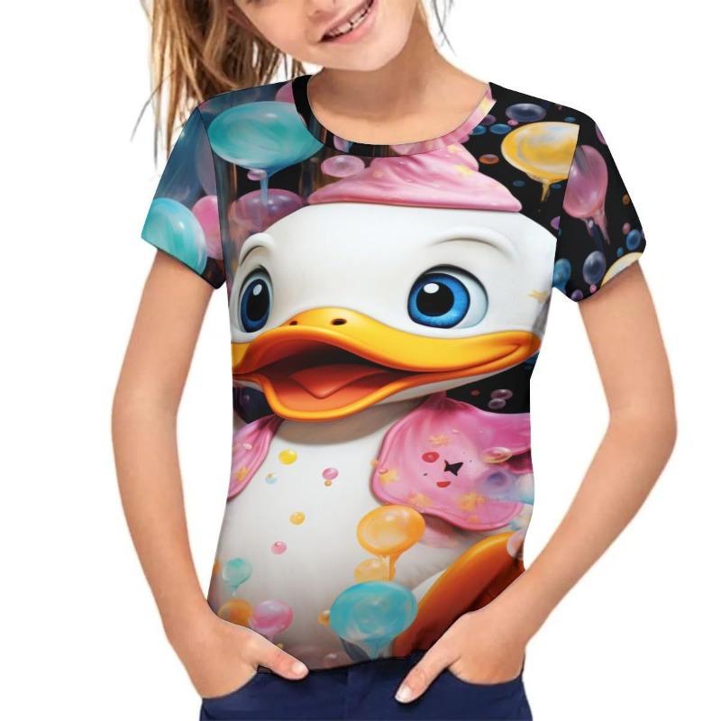 

Детская футболка Летняя детская Милая анималистичная принт Стиль Простой повседневный круглый вырез свитер с короткими рукавами футболка 170