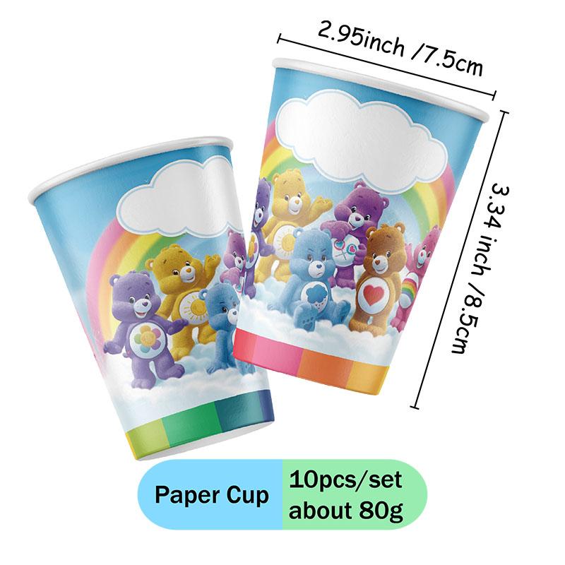 Care bars Cartoon Themed Paper Plates Cups Honeycombs Swirls Spirals Stickers Brooch for Celebrating Birthday Party Arrangements