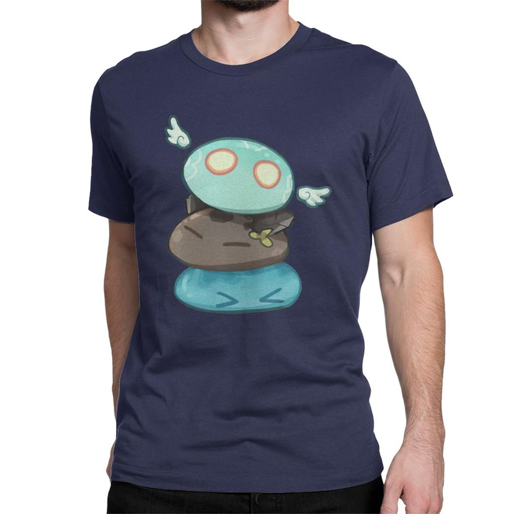Anemo Hydro Slime Genshin Impact Slime Stack T Shirts Men S Cotton Vintage T Shirts