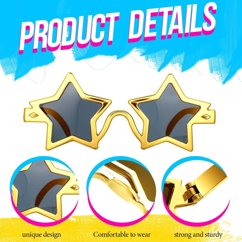 Zhonghua Star Sunglasses, Star-Shaped Glasses, Party Sunglasses, Star-Shaped Sunglasses, Pentagon Sunglasses, Novelty Studio Item, Floral Dress
