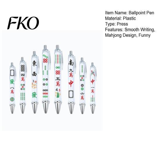 Unique Stationery for Card Players 8 Pcs Ballpoint Pens, Chinese Mahjong Retractable Rolling Ball Fine Point Ink Pen Students Smooth Writing Gel Pen,
