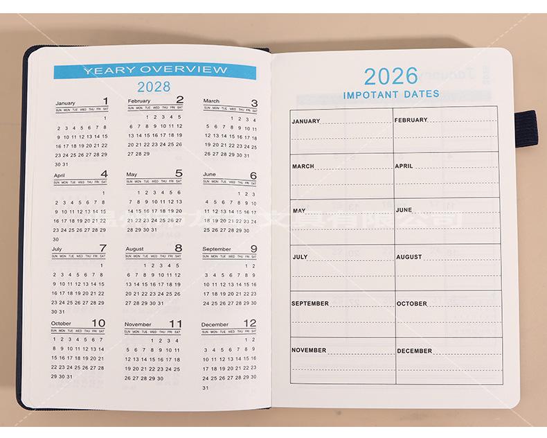 2026-2028 English Agenda Planner: Thickened Weekly & Monthly Calendar Book