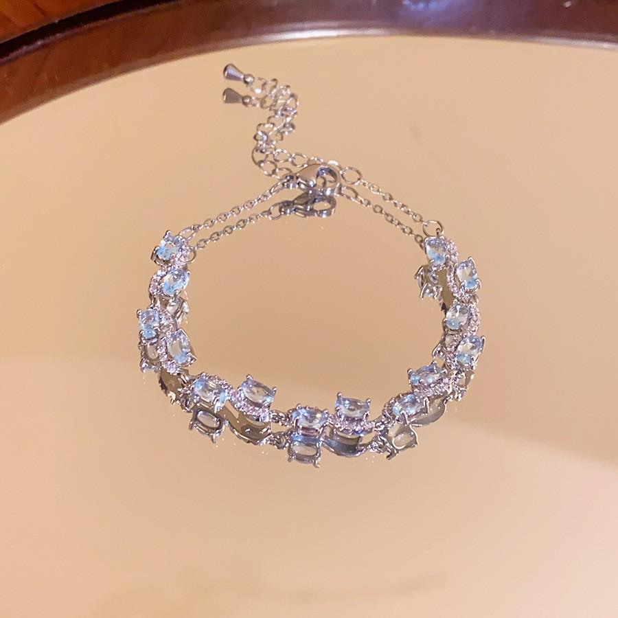 Sea Crystal Zirconia Water Drop Bracelet: Light Luxury Cool Style Jewelry for Women