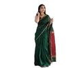 Flosive Women's Mix Color & Golden Kanjivaram Wedding Saree With Blouse (DARK GREEN)