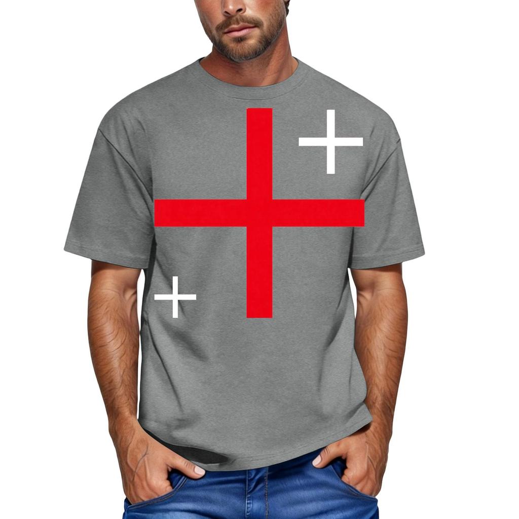 Men's Casual Short Sleeve Crew Neck T Shirt with England Inspired Graphic Print Comfortable Fit Lightweight Fabric Suitable for Everyday Wear